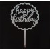 Cake topper happy birthday zilver kartel